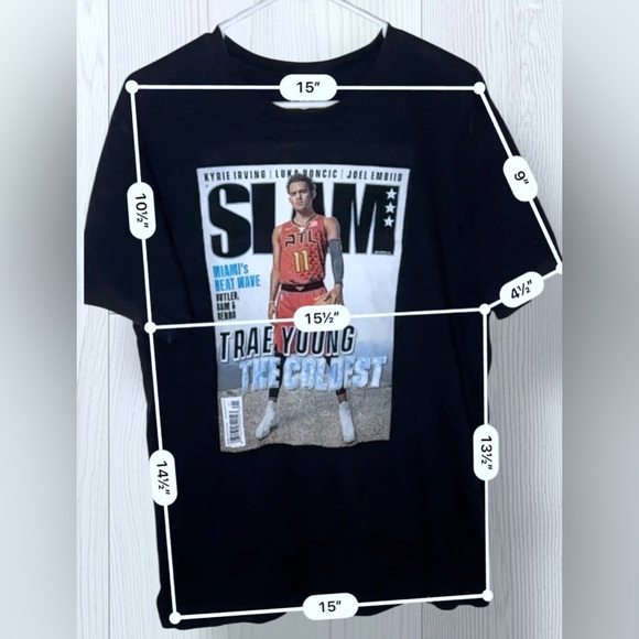 '47 BRAND x SLAM MAGAZINE Mens Black Trae Young Atlanta Hawks Graphic Tee - Picture 8 of 10